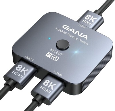 NEW IN BOX/GANA HDMI Switch Splitter 1 IN 2 Out 8K 2.0 HDMI Use w/Xbox PC PS4-5