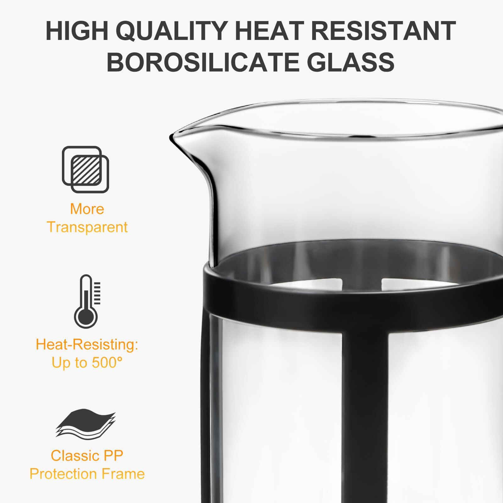 Chiallco Mini French Press Coffee Maker Heat Resistant Thickened Borosilicate