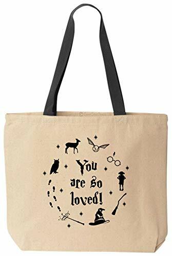 You Are So Loved Cute Wizard Reusable Canvas Funny Tote Bag (Black Handle)