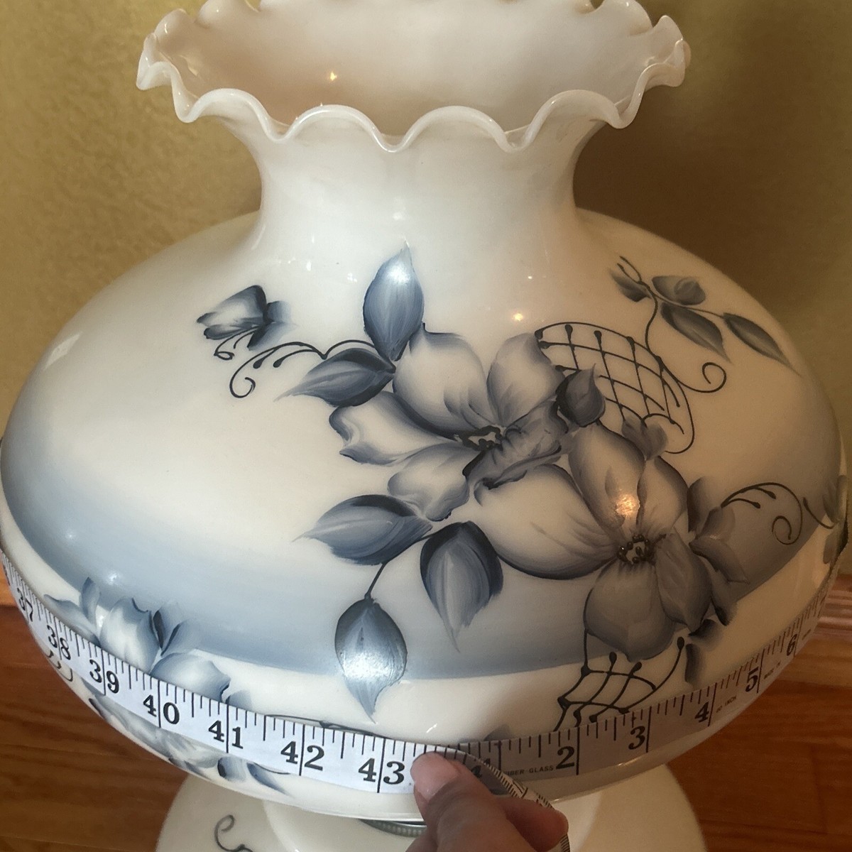 Vintage Blue Flower Hand Painted Gone With The Wind Hurricane Two