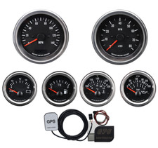 Motor Meter Racing Vd 6 Gauge Set Gps Speedometer Mph F Psi White Led 85mm 52mm