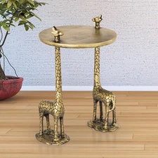 Stylish Aluminum Giraffe Pair End Table Bazaar Living Room Furniture Home Décor