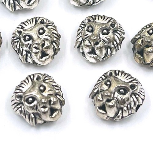 10 Löwenkopf Gesicht Perlen Antik Silber Zinn Tier Zwischenring 12x11mm