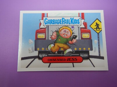 2017 Garbage Pail Kids Dumb Deaths Sticker Obsessed Jess 8b (1)
