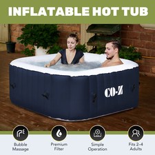CO-Z 4-Person Inflatable Tub w 120 Jets and Air Pump for Patio Backyard and More