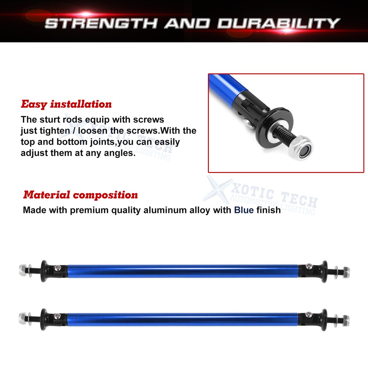 Front Lip Splitter Universal Front Bumper Lip Support Rods - Adjustable ...