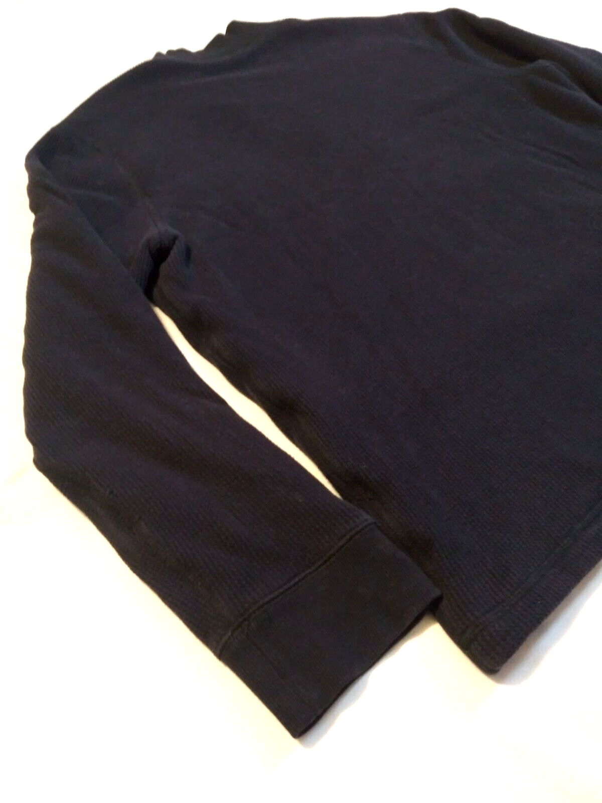 Eddie Bauer Sherpa Lined Henley Shirt Mens Large Navy Thermal Waffle