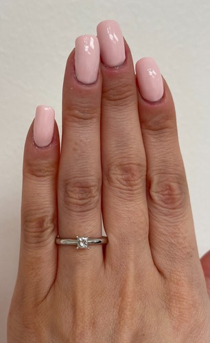 Anillo de compromiso solitario diamante princesa natural de oro blanco de 14 K de 0,25 quilates - Imagen 7 de 7