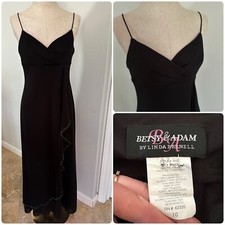 VTG BETSY  ADAM BY LINDA BERNELL Black Evening Drape Dress