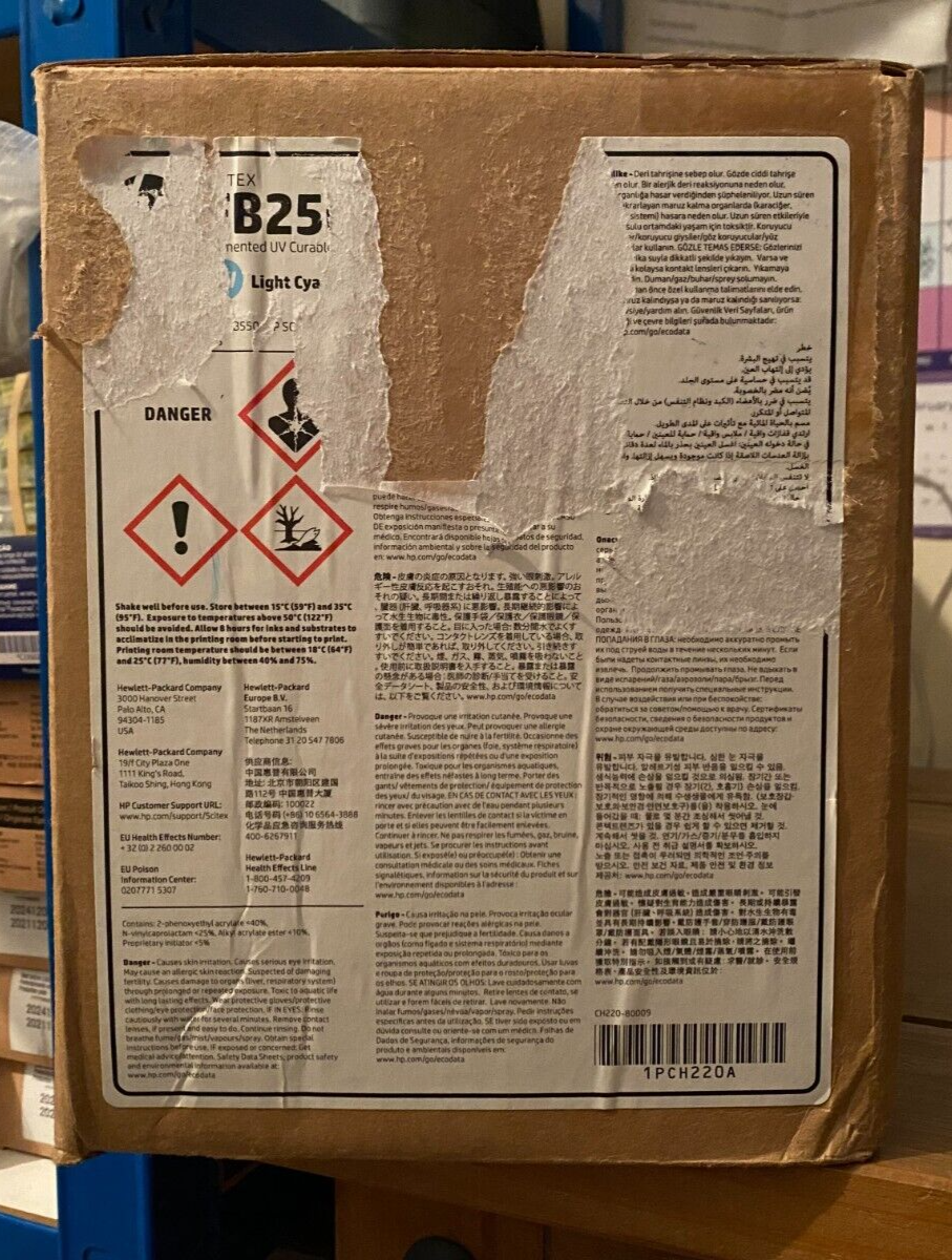 INCHIOSTRO ORIGINALE HP Scitex FB250 FB500 FB700 FB950 / CH220A INCHIOSTRO CIANO CHIARO 3L EUR 500,48 - IT INCHIOSTRO ORIGINALE HP Scitex FB250 FB500 FB700 FB950 / CH220A INCHIOSTRO CIANO CHIARO 3L EUR 500,48 - IT