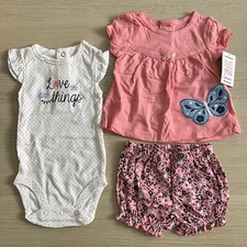 Just You One ByCarters Baby Girls 3Pc Cotton Diaper Cover Set Pink/Butterfly 3m