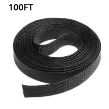 100FT Braided Cable Management Sleeve PET Expandable Wire Protect Organizer 1/8"