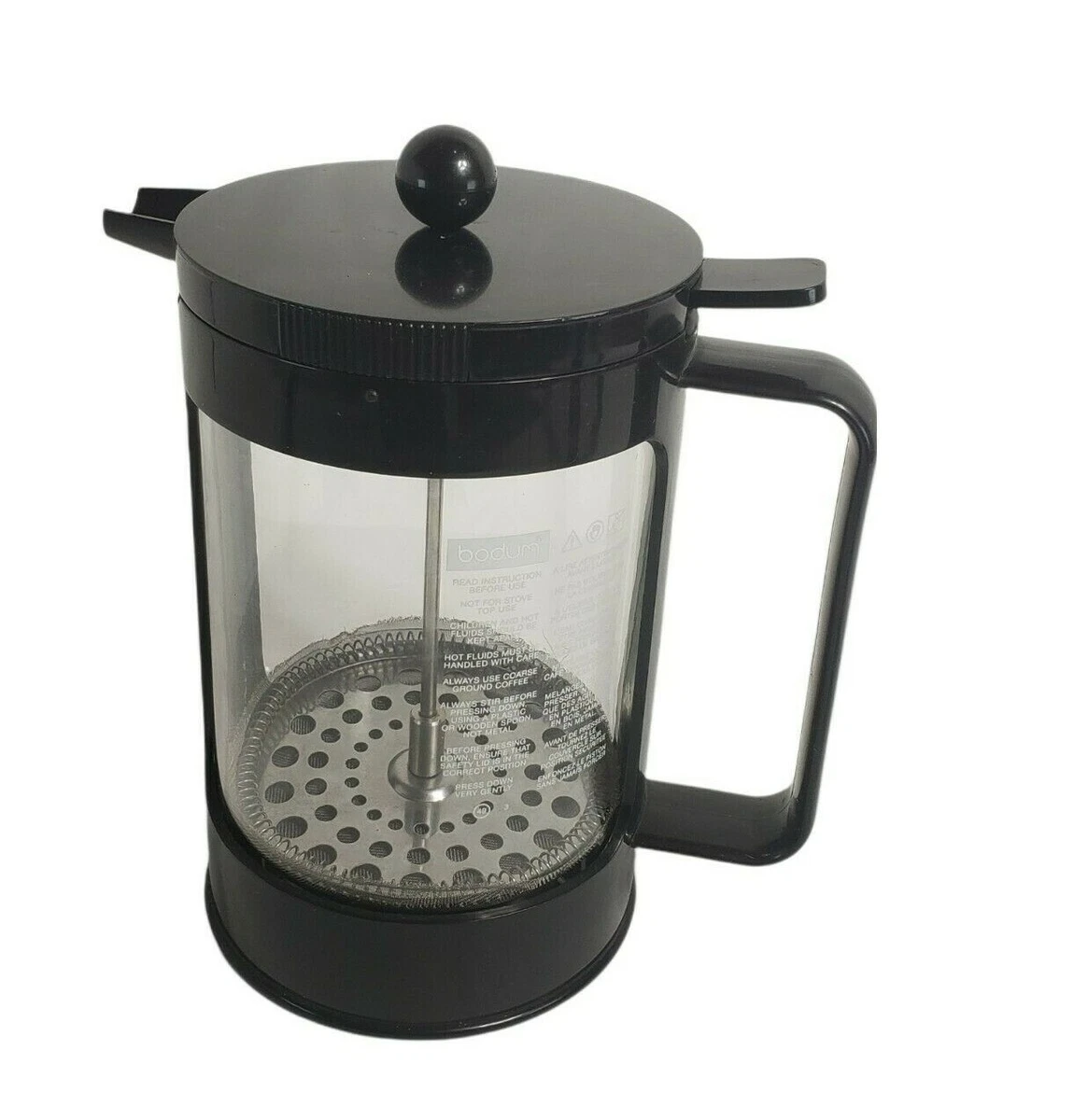 Bodum French Coffee Press Large 48 oz 6 Cup Glass Black Hot or Cold Brew