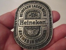VINTAGE HEINEKEN LAGER BEER BELT BUCKLE BREWED IN HOLLAND - GW-2