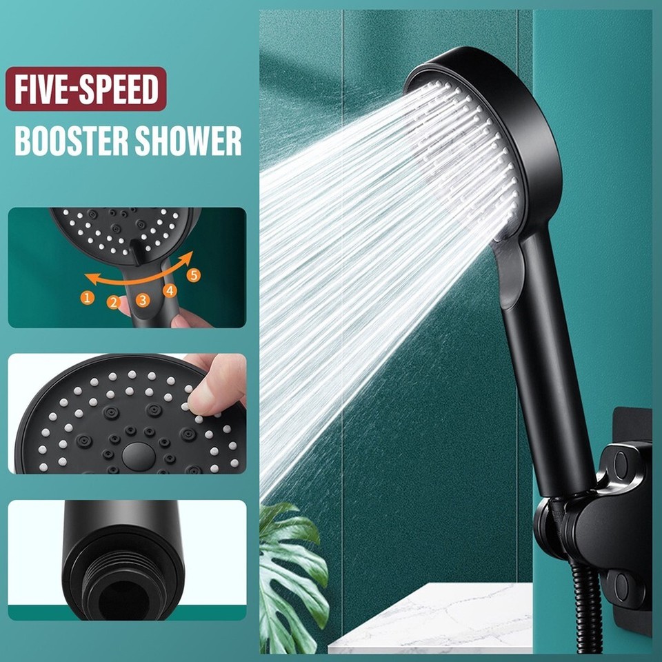 Shower Head Hand Hold 5 Modes Adjustment Hand Shower Head High Pressure