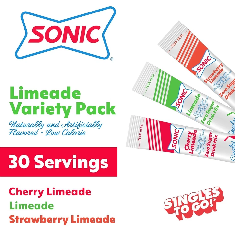 Sonic Singles To Go Limeade Variety Pack, Waterton Powder Drink Mix, Incluye Foto 4 de 4