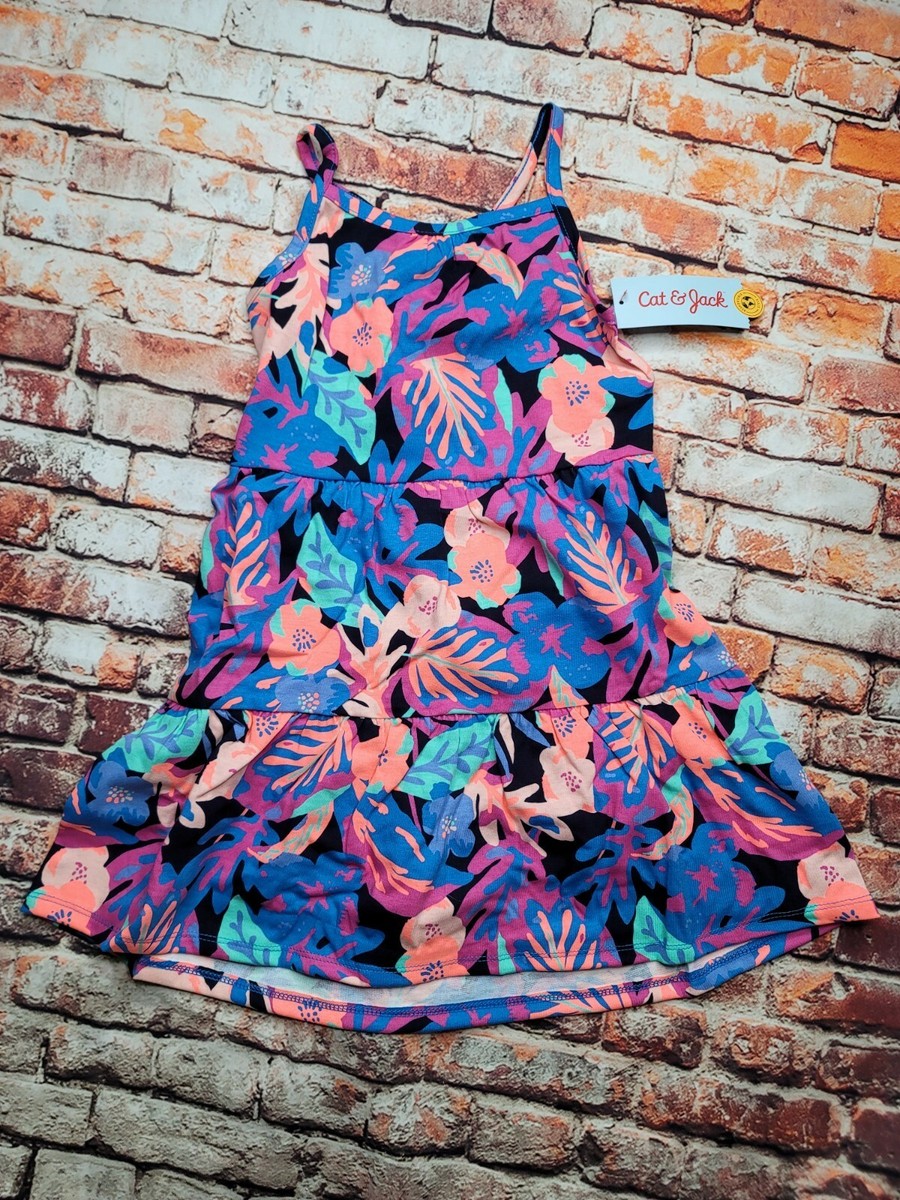 Cat & Jack Girls Floral Blue Pink Summer Dress Crossback Size XS 4/5 | eBay Cat & Jack Girls Floral Blue Pink Summer Dress Crossback Size XS 4/5 | eBay