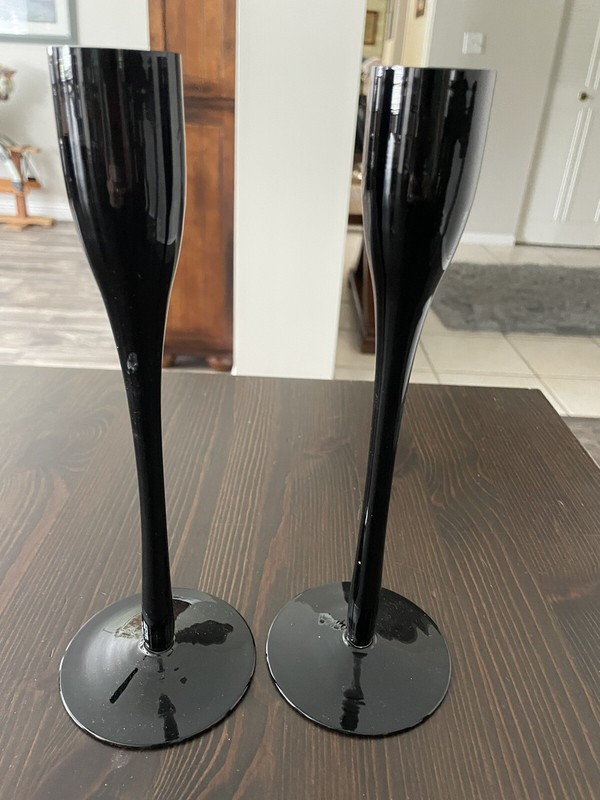 New Black Glass Candle Holders