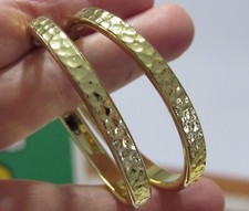 Vintage Statement Big Textured Gold Tone Hoop Pierced Earrings P762