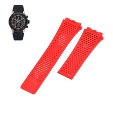 22mm Red Rubber Watch Strap For Tag Heuer Carrera FT6044