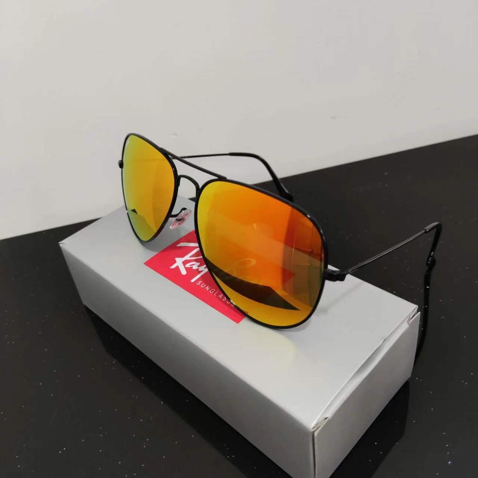 RAYBAN RB3025, aviator sunglasses,Black Frame/Large Orange Lens eBay