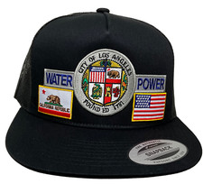 City Of Los Angeles water power hat black mesh SnapBack with 2 flags