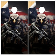 C337 Eagle Flag Cornhole Board Wraps LAMINATED Wrap Decals Vinyl Sticker Skins