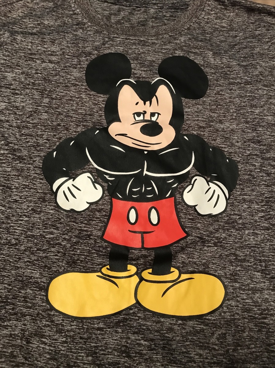 ミッキーマッスル Disney Mickey Mouse Muscle Gym Muscular Shirt Polyester UNK Size