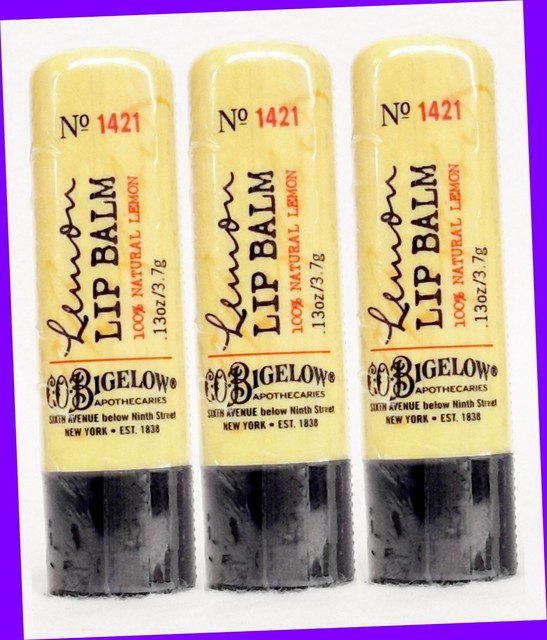 3 Bath & Body Works CO Bigelow LEMON Lip Balm Chap Stick Natural Lemon