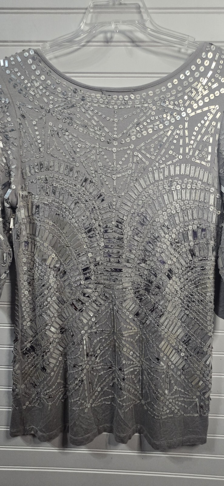 Soft Surroundings Patterned Sequin Gray Dress Siz… - image 8