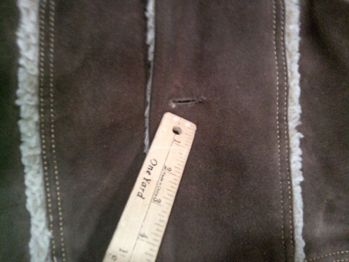 VTG JC Penney Leather Suede Shearling Sherpa Coat Mens 42 Brown Trucker 70s - Picture 7 of 14