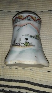 Antique Shaker Hand Painted Fishing Boat Lake House Scene China