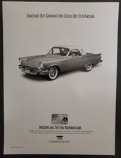 1998 Visa Print Ad, Platinum Card Vintage Ford Thunderbird Round Window B&W