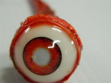 Realistic Ripped Out Eyeball Prop - Latex With Acrylic Eyeball, Blue, Movie-Quality Special Effect (1" Diameter, 5" Long)