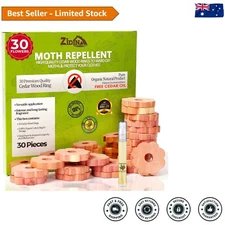 30 Cedar Moth Repellent Rings - Eco-Friendly Solution for Wardrobe Odor Control