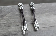 Handmade Uno STYLE De Único 50's Earrings BLACK LEATHER (M54)