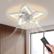 Dimmable Ceiling Fan with Light and Remote Control, 27" Small Flush Mounted Ceil
