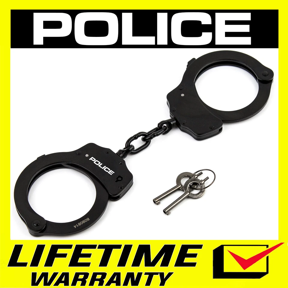 Handcuffs Heavy Duty Police Grade Professional Steel Double Lock Hand Cuffs