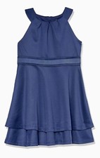 CALVIN KLEIN SLEEVELESS FIT  FLARE SILHOUETTE PARTY DRESS NAVY Girls Size 14 