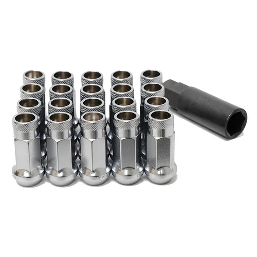 20PCS Muteki SR48 Super Tuner Lug Nuts W/ Key CHROME SILVER 12x1.5 Extended - Picture 3 of 6