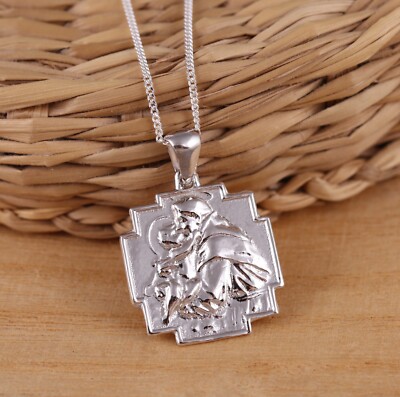 Massiver 925 Sterling Silber St. Christophorus Anhänger Halskette Panzerkette Geschenk verpackt