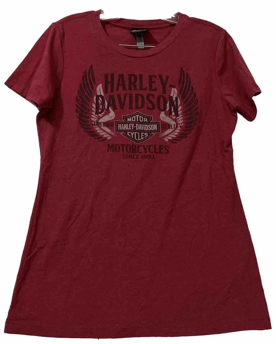 ★Harley Davidson★ Woman OL HD Seoul Crop T-shirt Red HH151 Harley Davidson Motorcycles Womens Size L Short Sleeve T