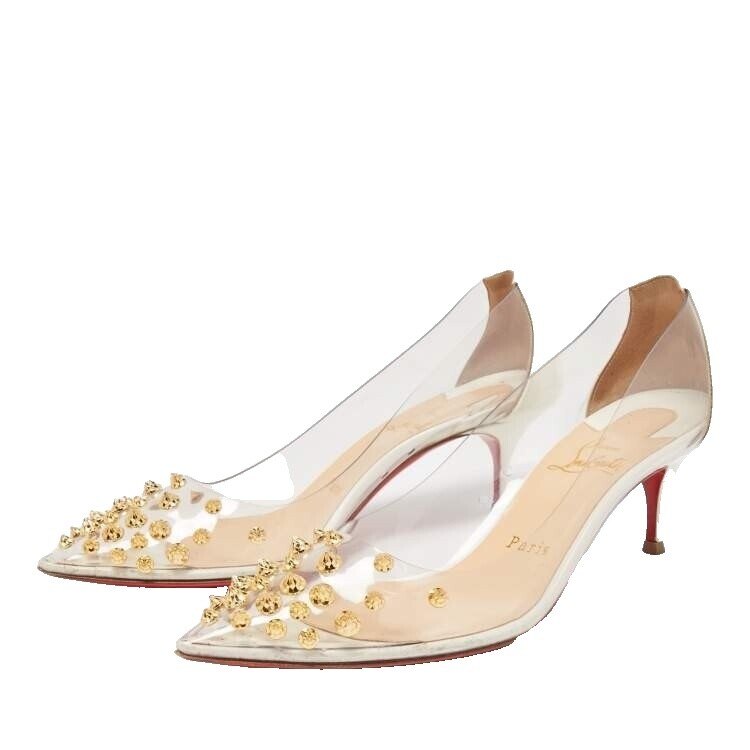 SALE 即発 Christian Louboutin LOUIS FLAT CALF/SPIKE ホワイト Christian Louboutin White Latte/Silver Louis Flat Calf Spike