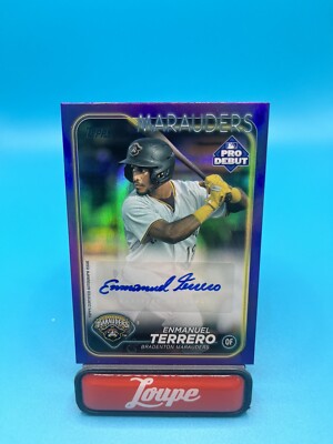 Enmanuel Terrero 2024 Topps Pro Debut Purple Foil Auto 199 299 Pirates enmanuel-terrero-2024-topps-pro-debut-purple-foil-auto-199-299-pirates