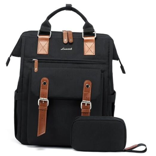 Stylish 15.6 Inch Women's Laptop Backpack for Work & Travel in Black-Brown-image