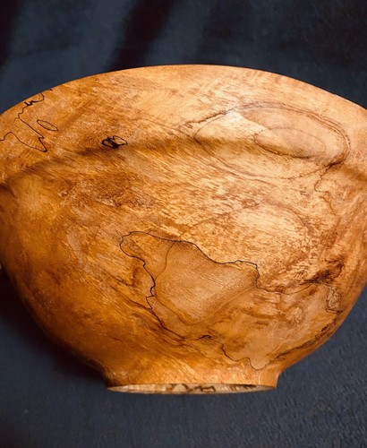 Signed Hand Turned Spalted Maple Wood Decorative Bowl 11x4 - Picture 11 of 23