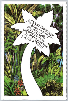 Postcard Ben & Jerry's Arbor Day Rainforest Deforestation Art 1991