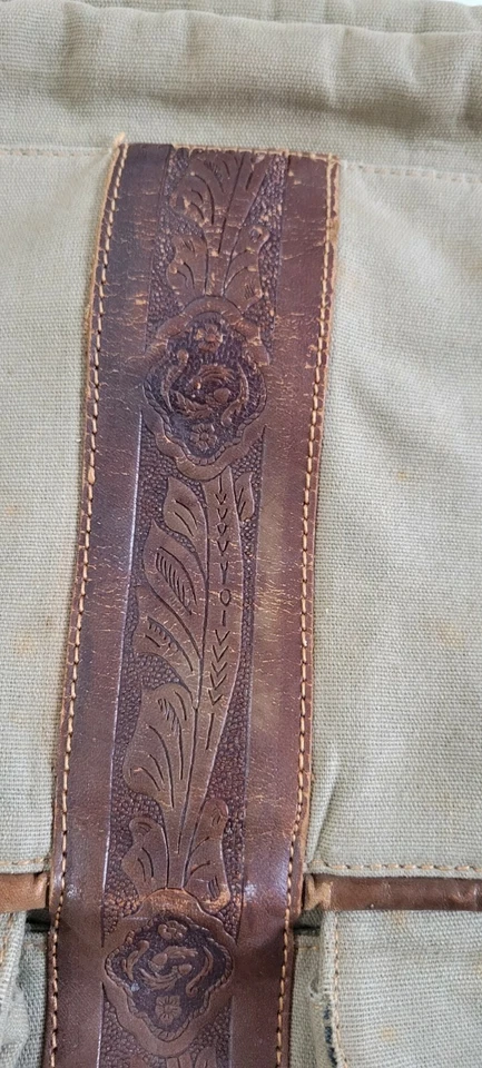 Bolso Hobo Bolso Grande Vintage Neiman Marcus Lona Y Cuero Hecho en Italia Foto 3 de 4