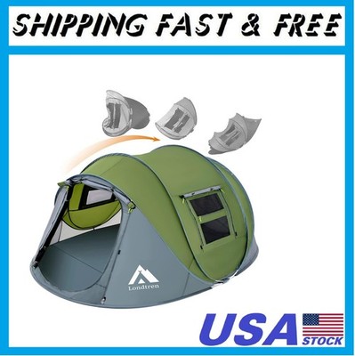 4 Person Easy Pop Up Tent Waterproof Automatic Setup 2 Doors-Instant Family 