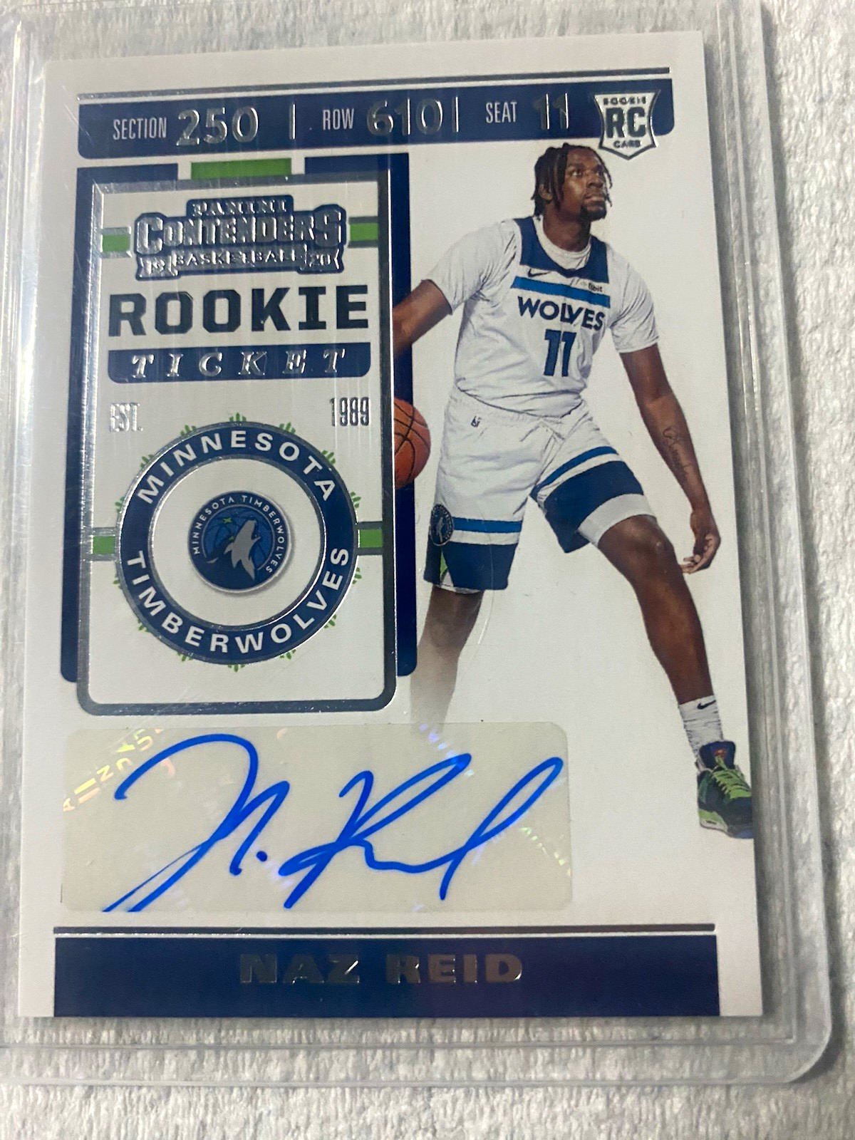 Panini 2019-20 Contenders Naz Reid Rookie Ticket Prizm Auto #159 Timberwolves